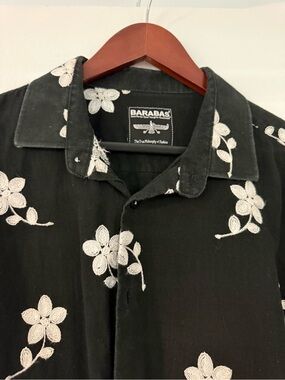 Black Floral Embroidered Men's shirt